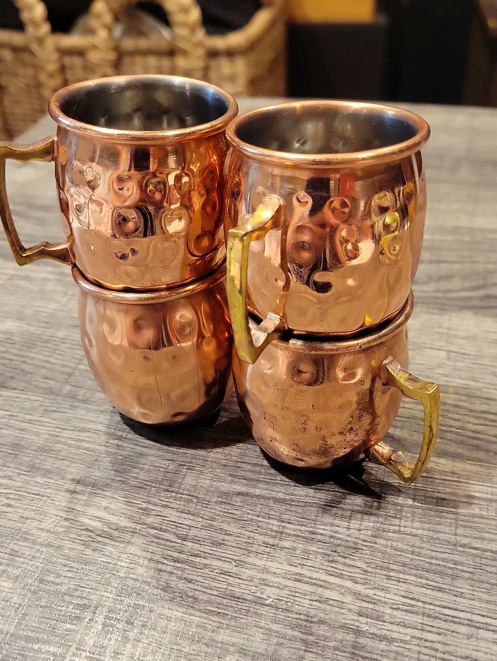 Copper Mule Shot Mugs,Mini Size,Hammered. Gorgeous! Set Of 4